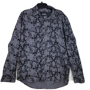 Cultura Shirt Mens 2TG XXL Vintage Mesh Velvet European Reverse Fabric Button Up